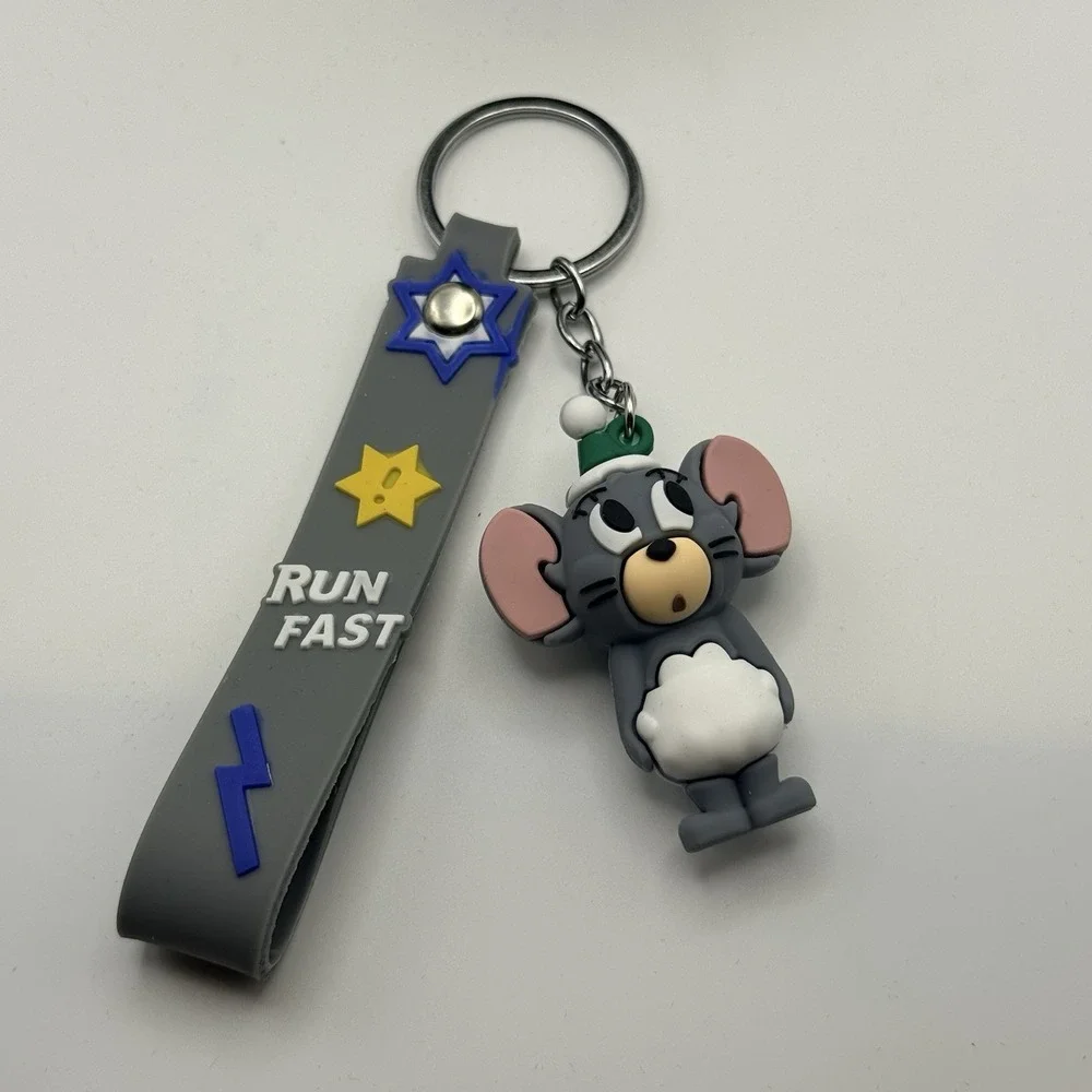 Tom & Jerry Mouse Keychain Silicone Strap RUN FAST Cartoon Key Ring Bag Charm